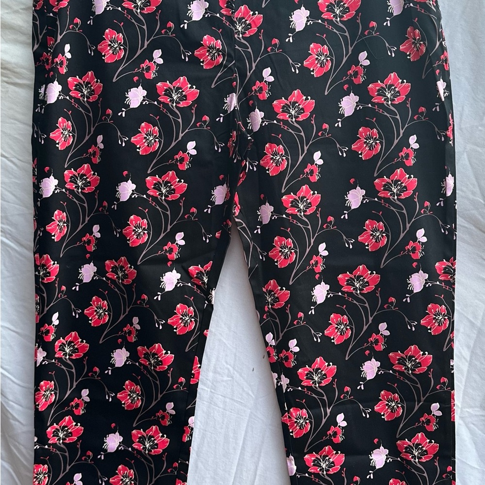 Floral Black and Red Pants